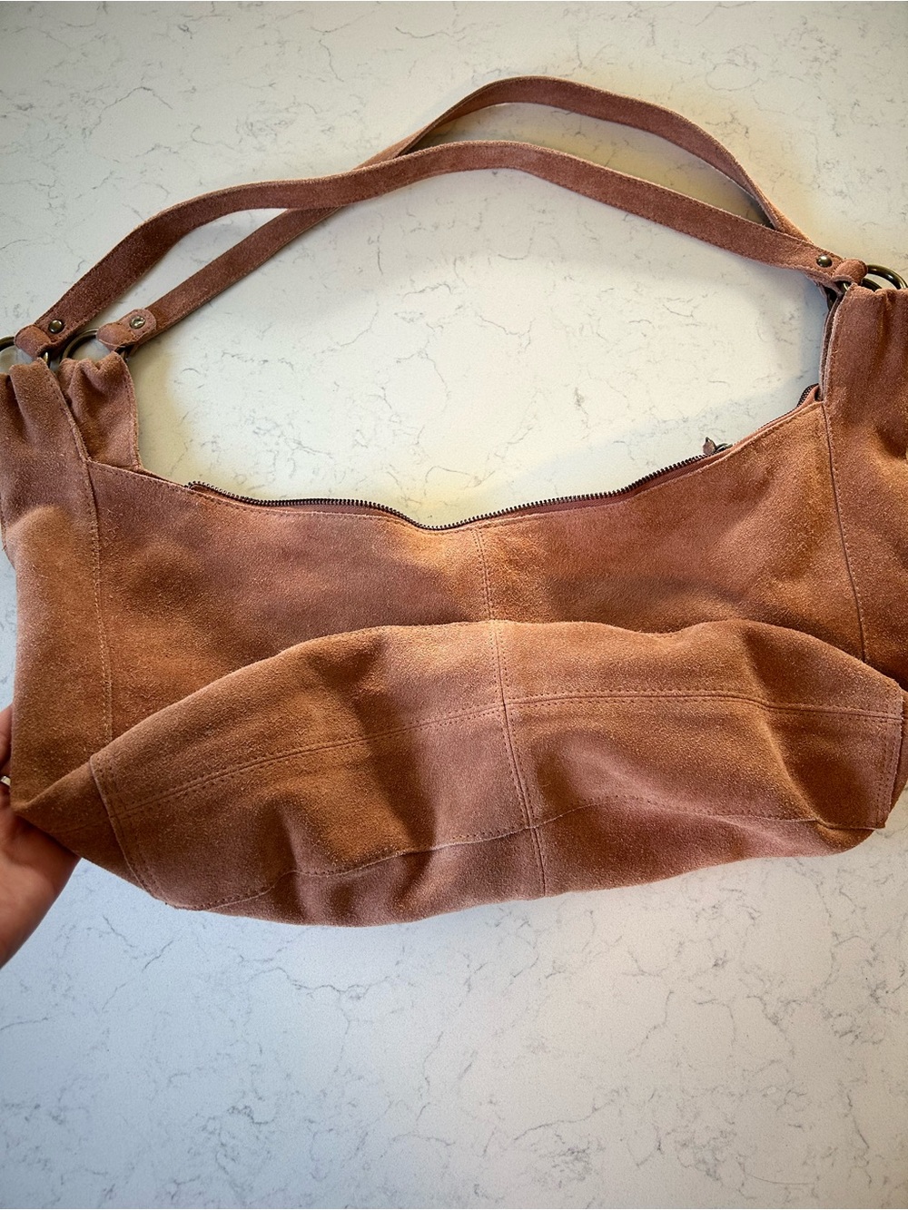 Free People Suede Roma Tote in Rust With 2 FP Bag Charms & Tilly Scarf - Picture 13 of 16